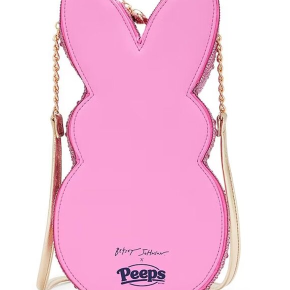 Betsey Johnson Kitsch Peeps Pink Rhinestone Bunny Rabbit Easter Crossbody Bag - Picture 7 of 16
